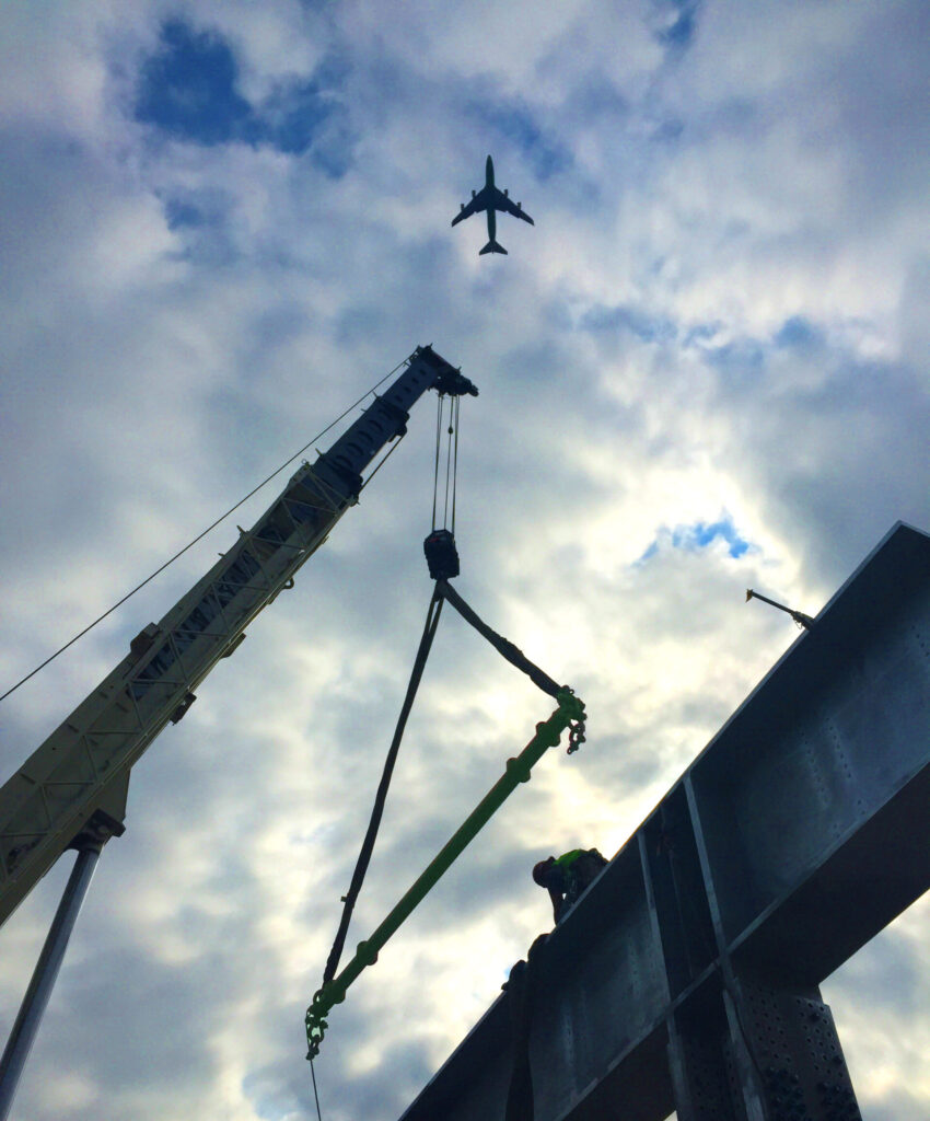 LGH rigging helping install the Wilson CTA stop in Chicago.
